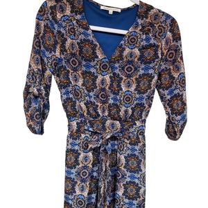 Daniel Rainn Casual Mini Dress XS Brown/Blue/Mustard